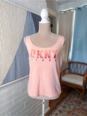 DKNY Jeans Pink NYC Logo Tank Top